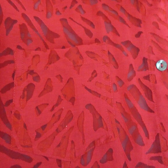 VTG White Stag 2-pc Semi Sheer Button Front Blouse w/Tank Large 12-14 Red Career - Picture 6 of 9